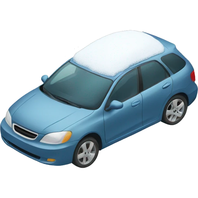 Car with snow on top and on the ground  emoji