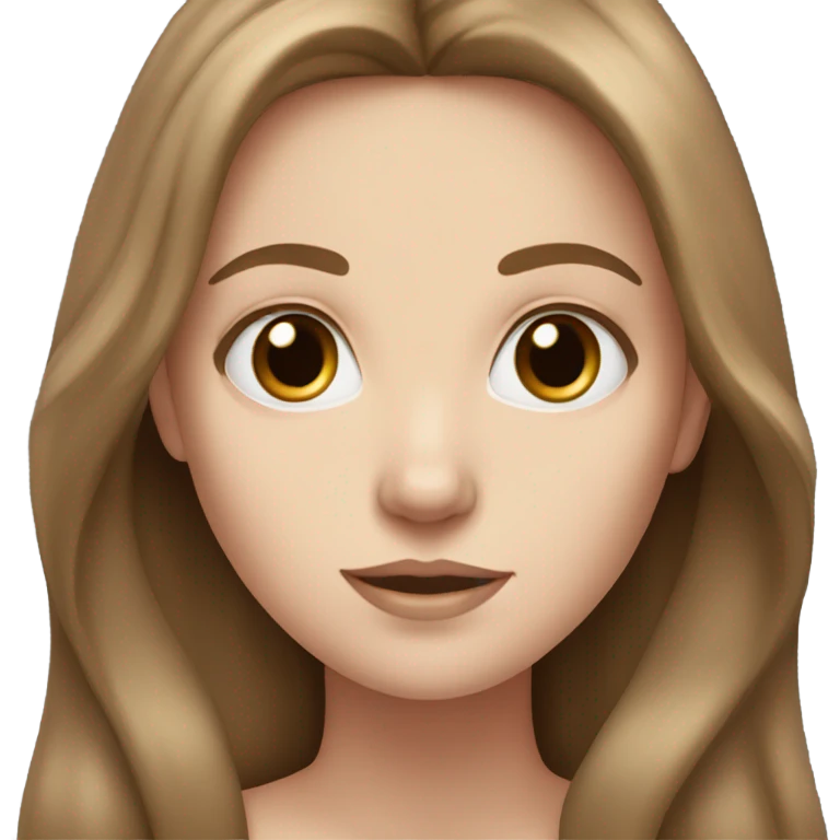 White girl with long brown hair and blue eyes emoji