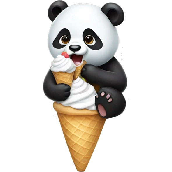Panda eating ice cream emoji