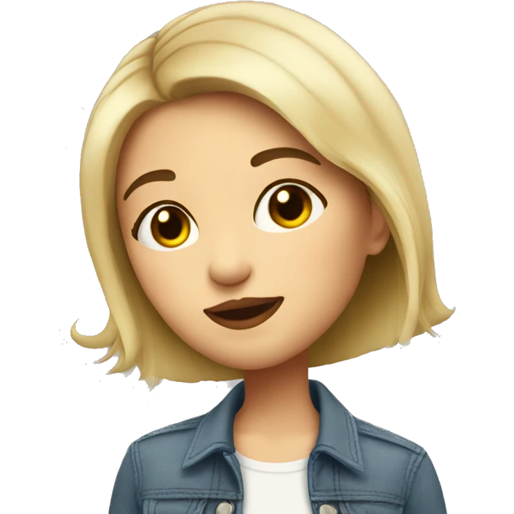 short haired brunette girl kissingwith long blonde hair emoji