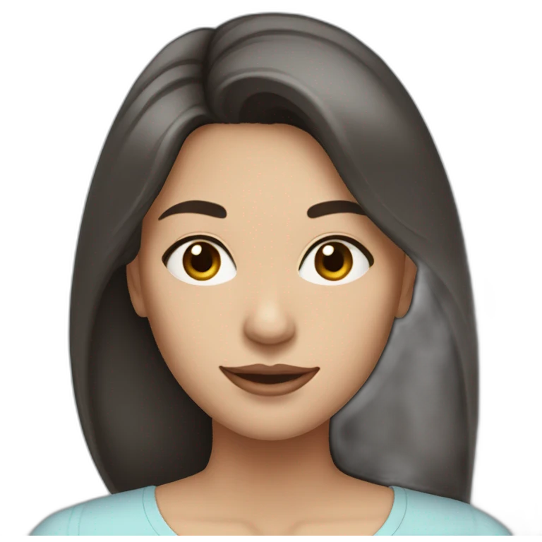 woman with long dark brown hair, wearing a light blue blouse emoji