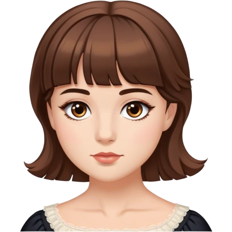 eloise bridgerton with brown hair and eyes and bangs emoji