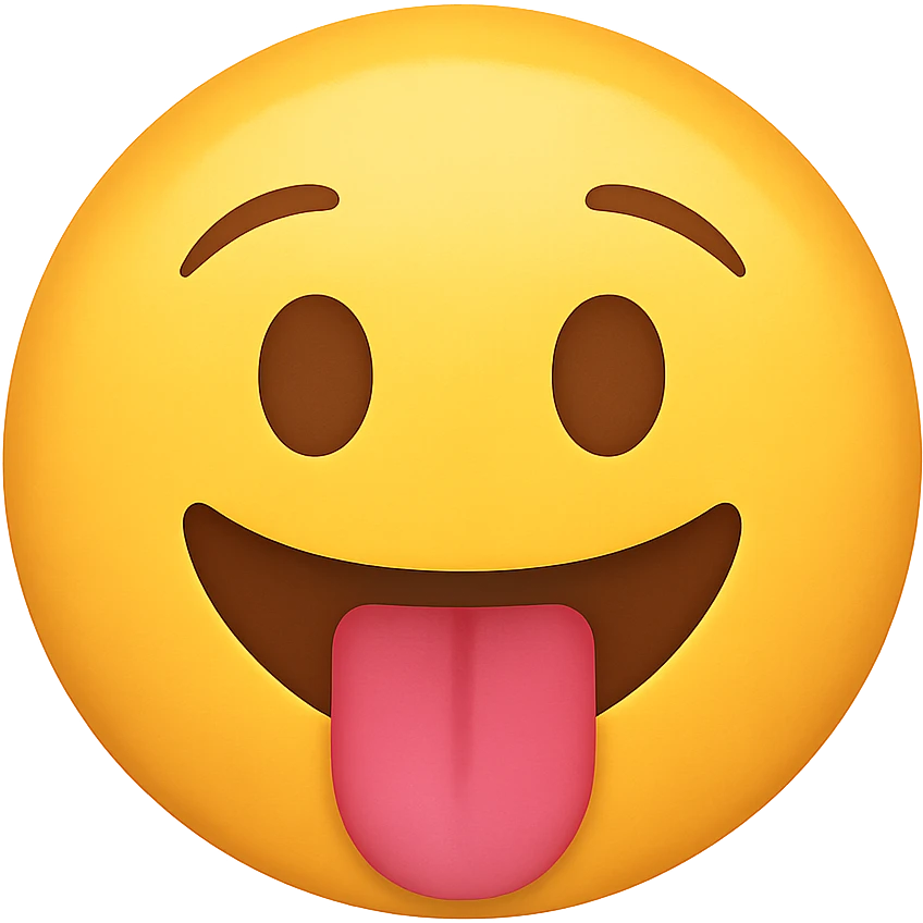 yellow face with tongue out emoji, digital illustration emoji