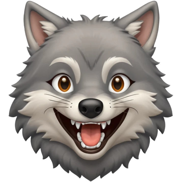 a grey wolf laughing out loud emoji