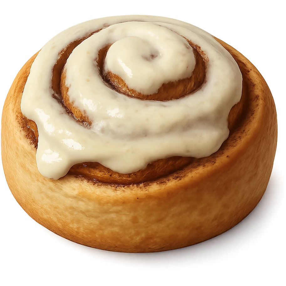 realistic cinnamon roll with icing, no background emoji