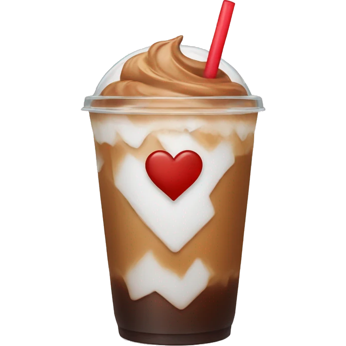 Iced coffee with heart emoji