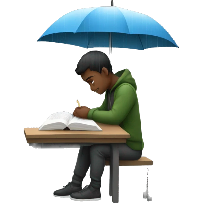 A person studying outside in the rain emoji