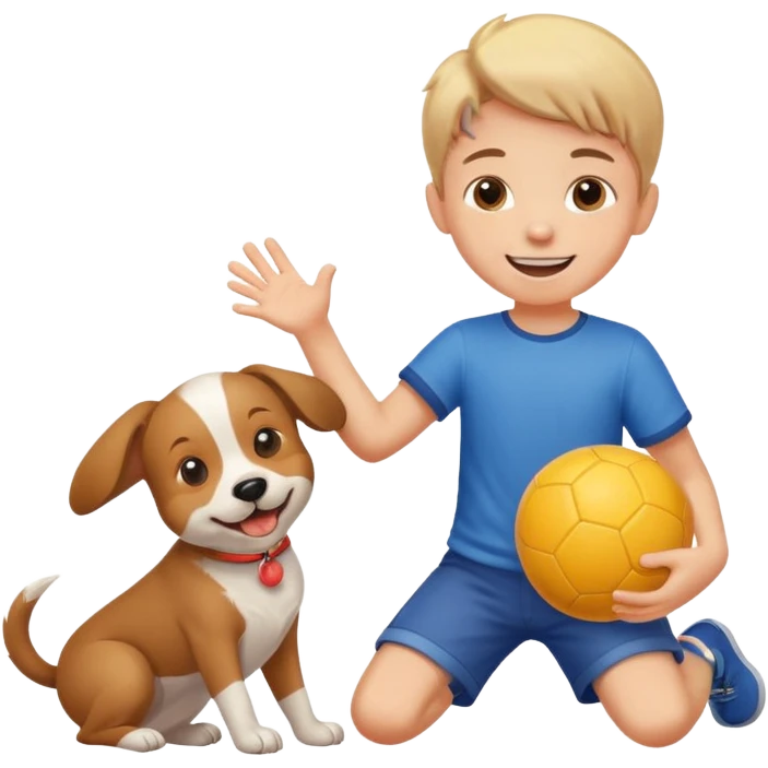kid and dog playing with ball emoji