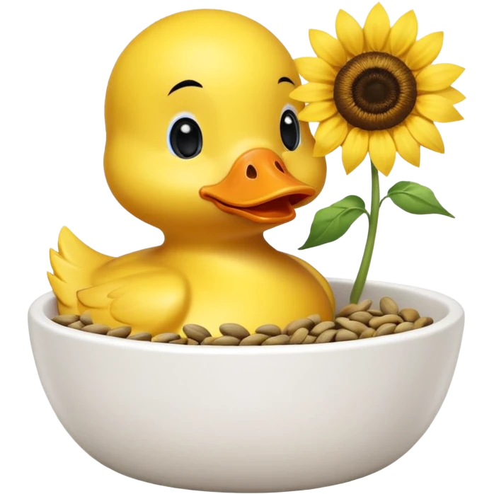 a yellow duck eating sunflower seeds from a bowl emoji