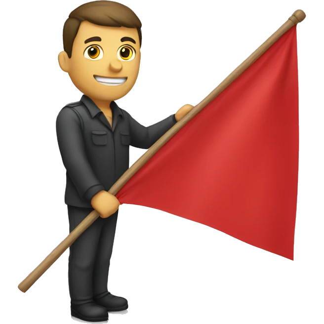 Man holding red flag emoji