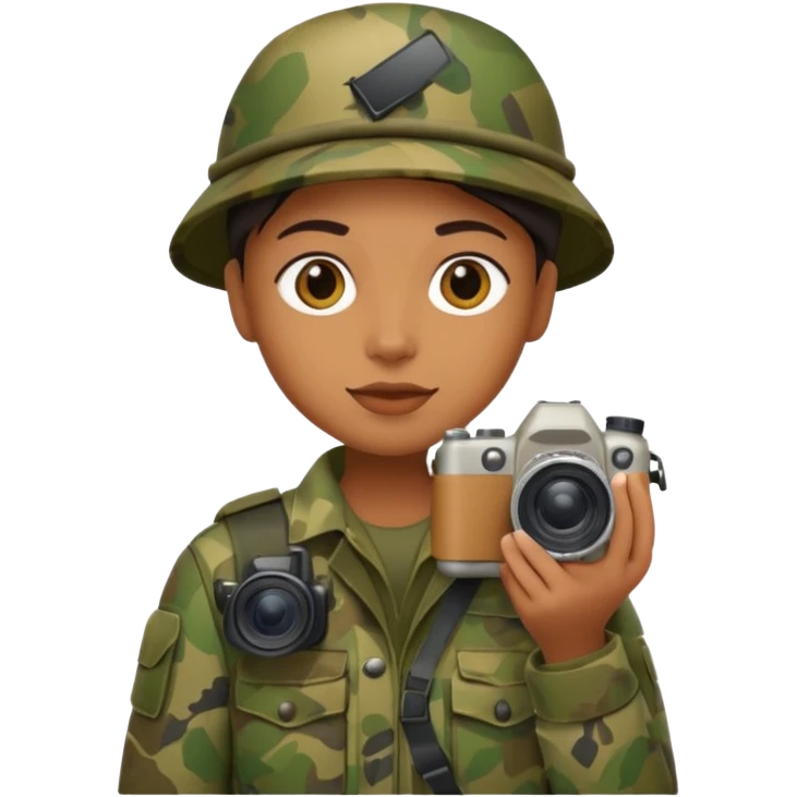
wildlife photographer, camouflage clothe emoji