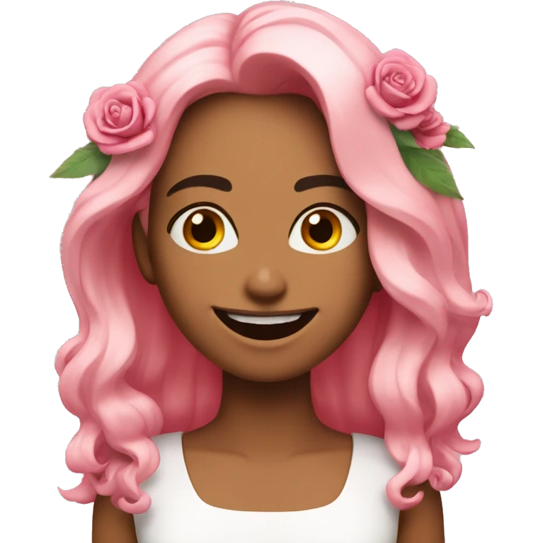 Cara feliz con flores rosadas emoji