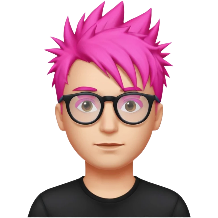 Man with neon pink spiky hair and glasses emoji