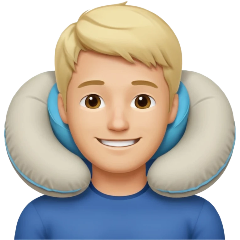 blonde man using travel pillow  emoji