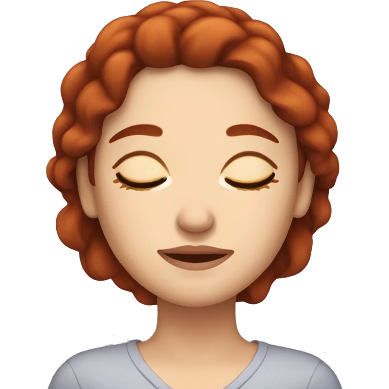 A White Woman with dark red hair, sleeping emoji