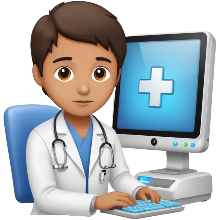 IT technician repairing a computer in hospital emoji