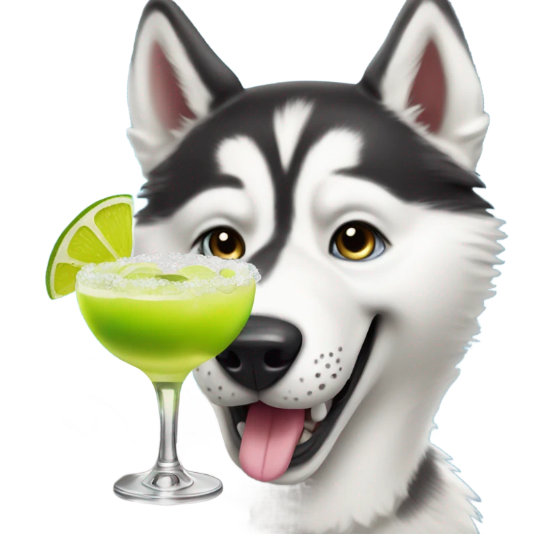 Husky cheersing a margarita emoji