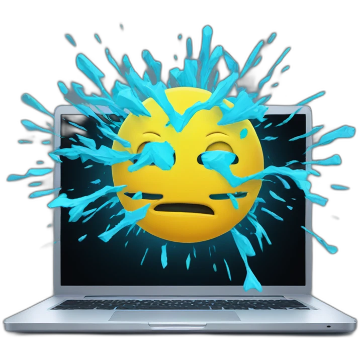 broken blue neon laptop for 404 page emoji