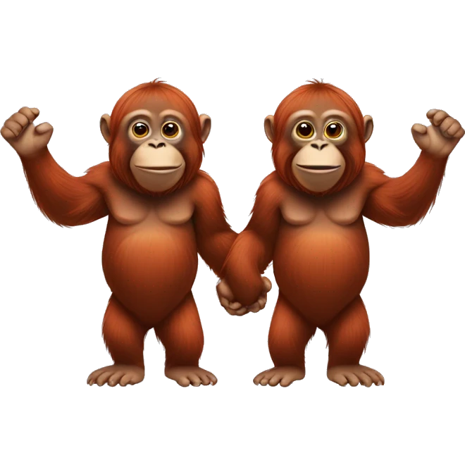 two orangutans holding hands emoji
