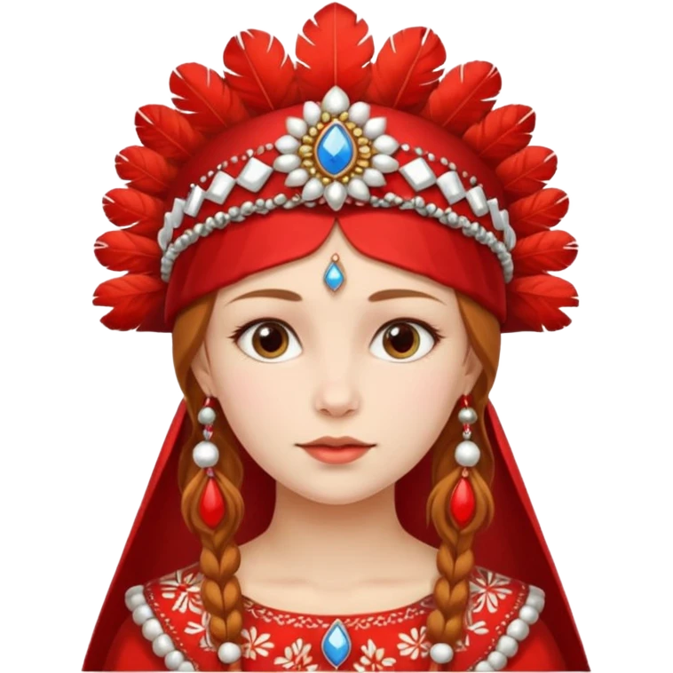 Russian Russian girl in a traditional Russian red headdress emoji