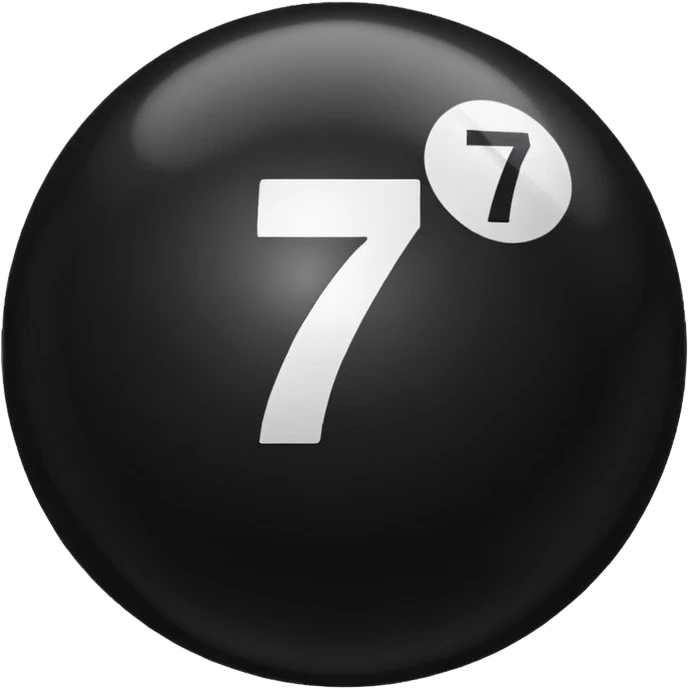 Black Pool ball with the number 7 on it. Only number 7 on it  emoji