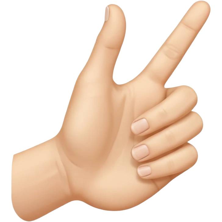 A hand resembling 👆, with the hand entering the frame from the bottom right and pointing diagonally up and left, with the thumb and index finger open and the back of the hand facing the camera. emoji
