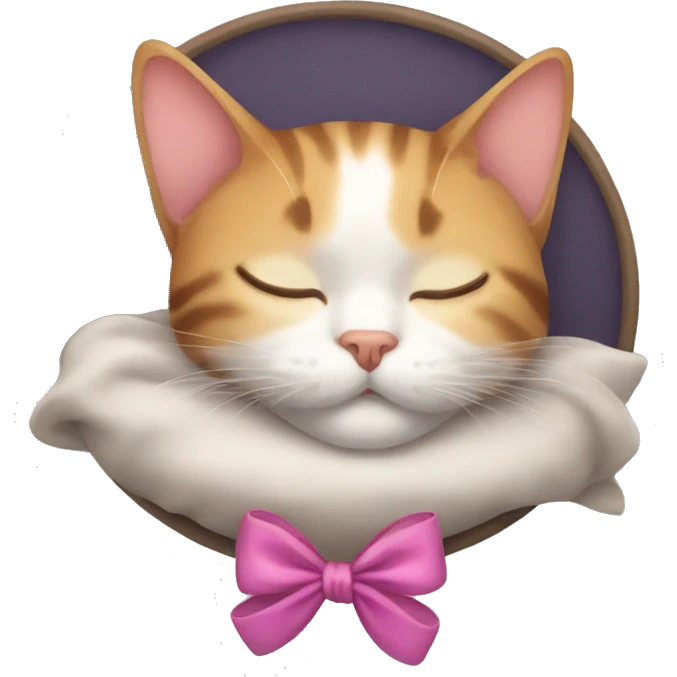 Cat with a bow sleeps emoji