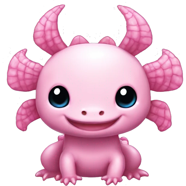 high detailed pink cute axolotl stitch chibi sanrio pokemon like chinese dragon emoji