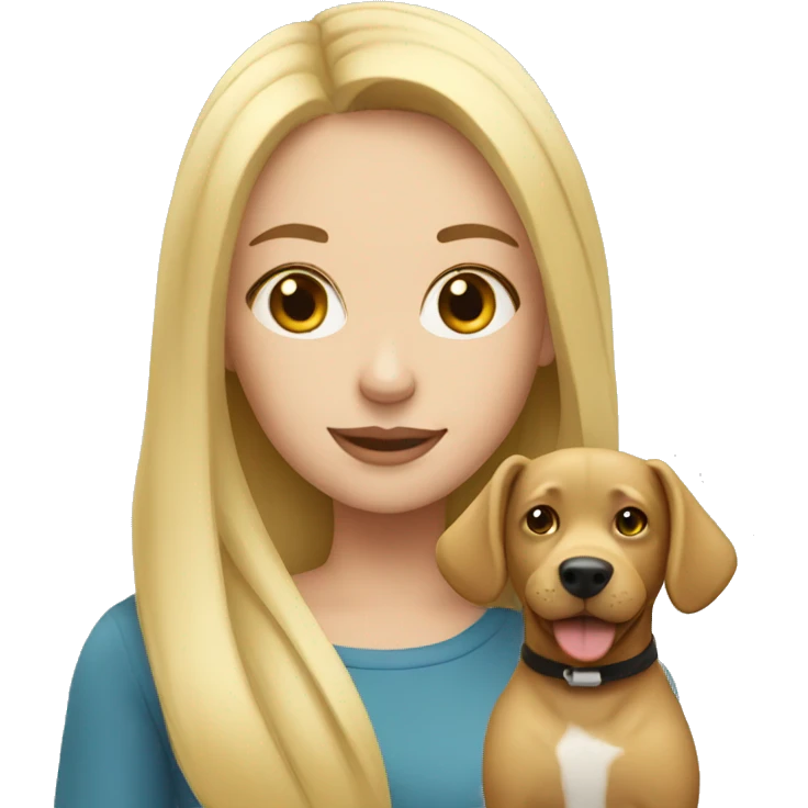 blonde girl with dog emoji