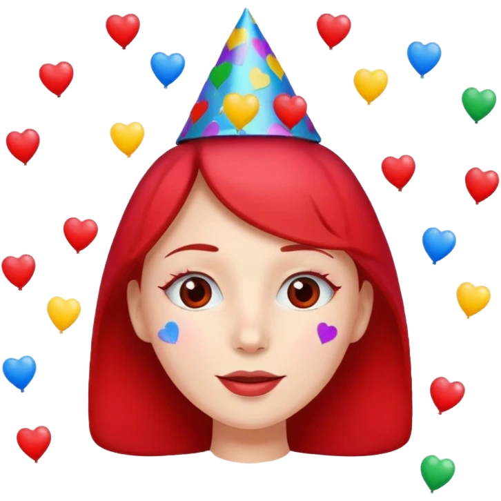i want a  A festive heart face wearing a party hat and surrounded by confetti, it cant be a person it has to be a heart emoji