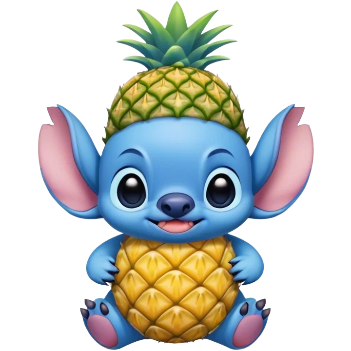 Stitch wearing a pineapple hat  emoji