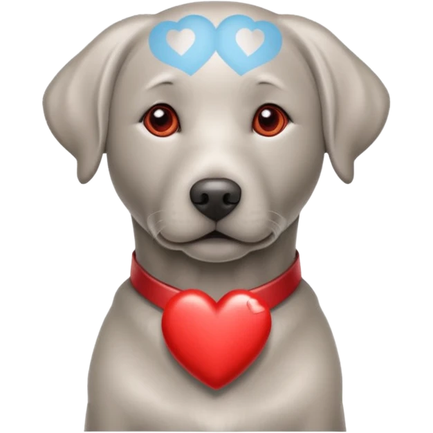 Silver Labrador retriever with heart collar emoji