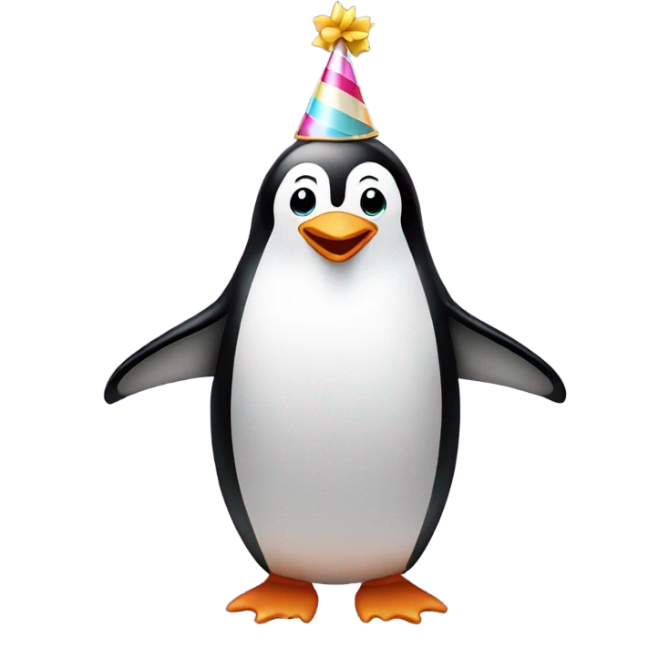 Penguin wearing a birthday hat emoji