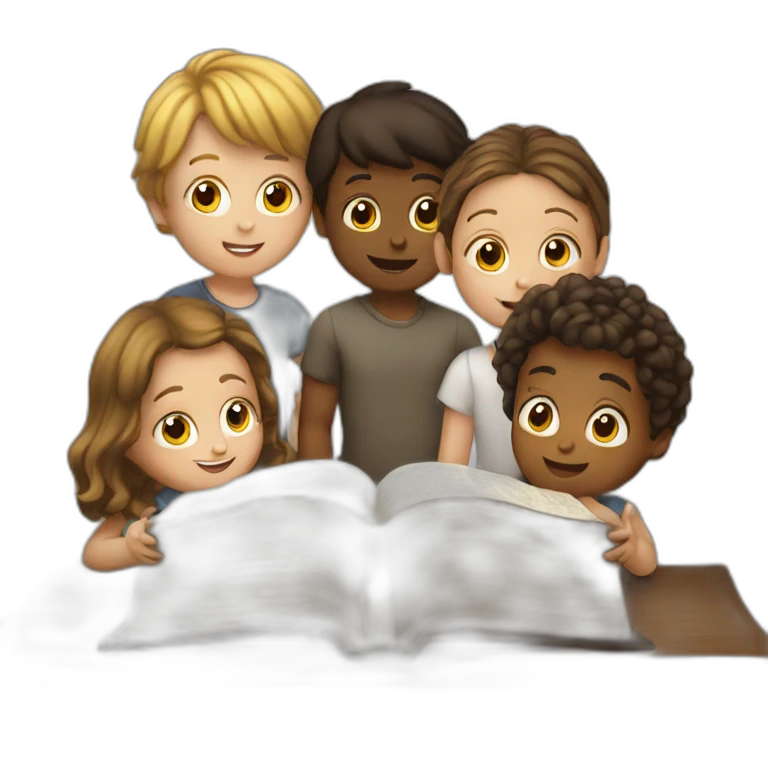 4white kids reading the bible\ emoji