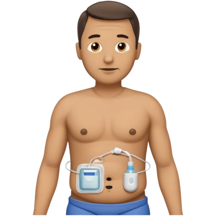 A man in his mid-40s with a stoma bag on his stomach. emoji