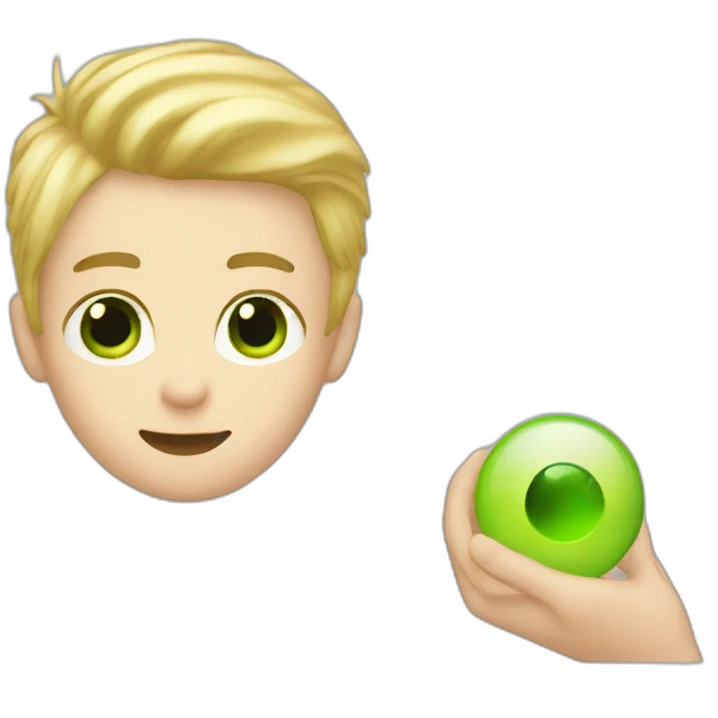 Boy with blonder hair and green eye and catch mobile  emoji