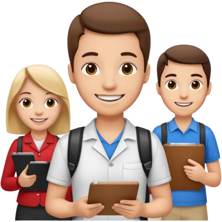 Student Leader + clipboard, Tour Group. emoji