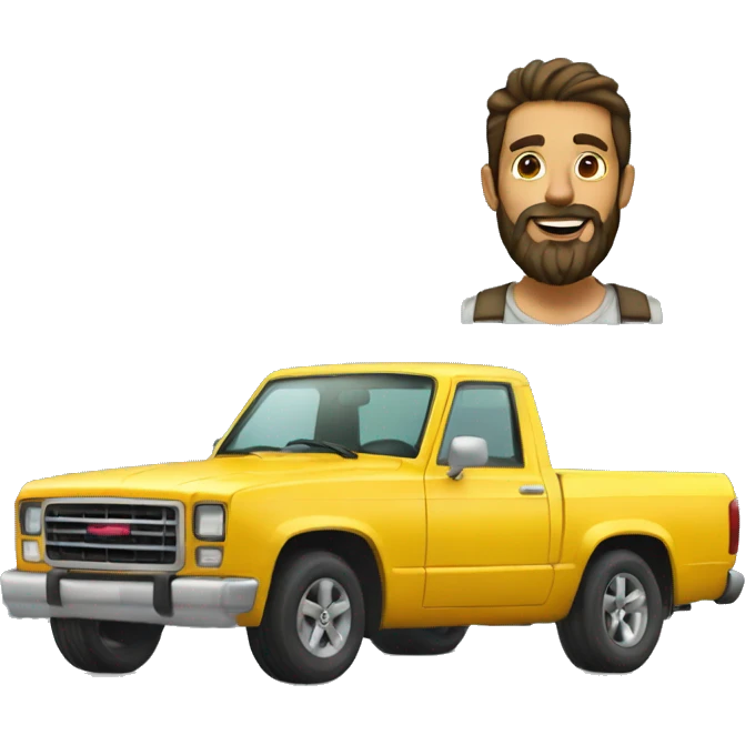 pickup style car ride system and bearded man emoji