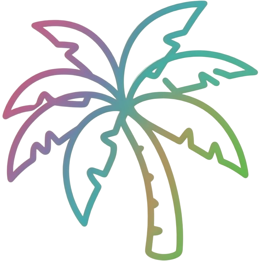 A tropical neon colorshifting floral line art on a transparent background, should be a playful and minimal design, 16k hd professional quailty, must not be blurry, must be no emoji faces, emoji icons, no human figures  emoji