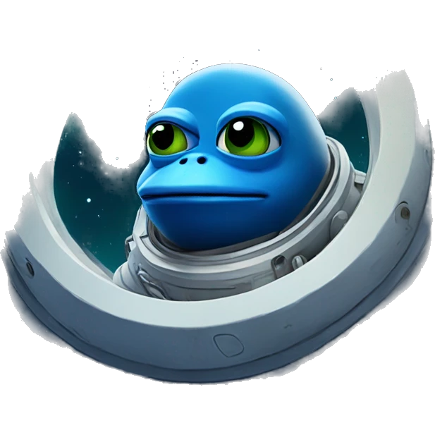 Blue pepe in space ship emoji