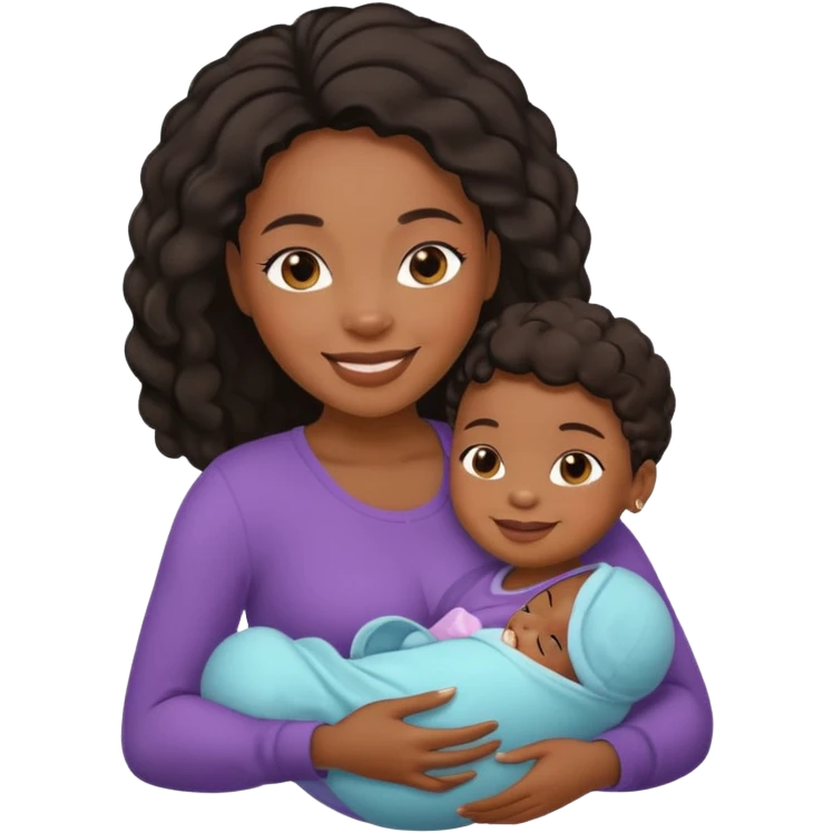 Black woman rocking her baby emoji