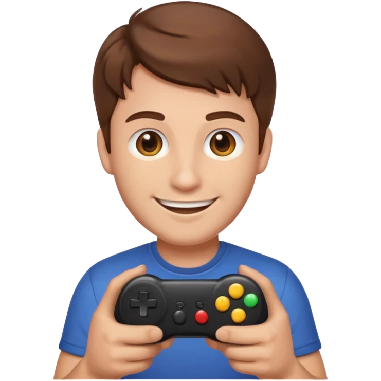 Man with brown hair holding joystick emoji emoji