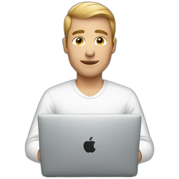 men with short hair working on a mac emoji