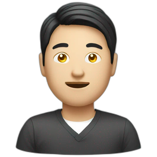 Asian with bitcoin emoji