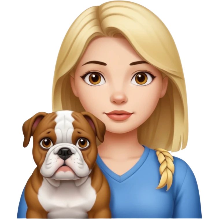 Pretty girl with bull dog emoji