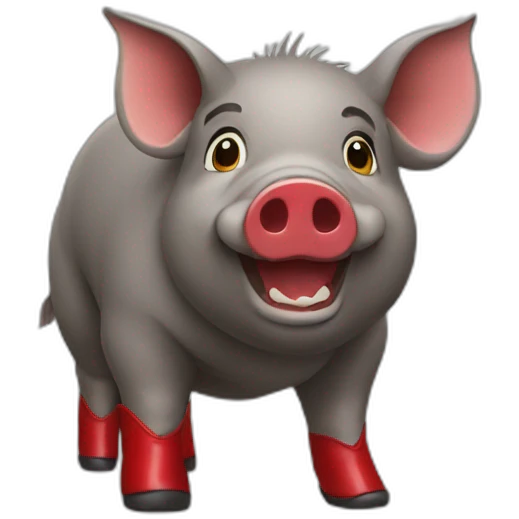 Wild pig with red shoes emoji