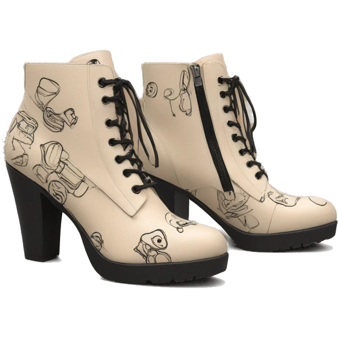 heels-boot-beige-with-black-doodles-zip emoji