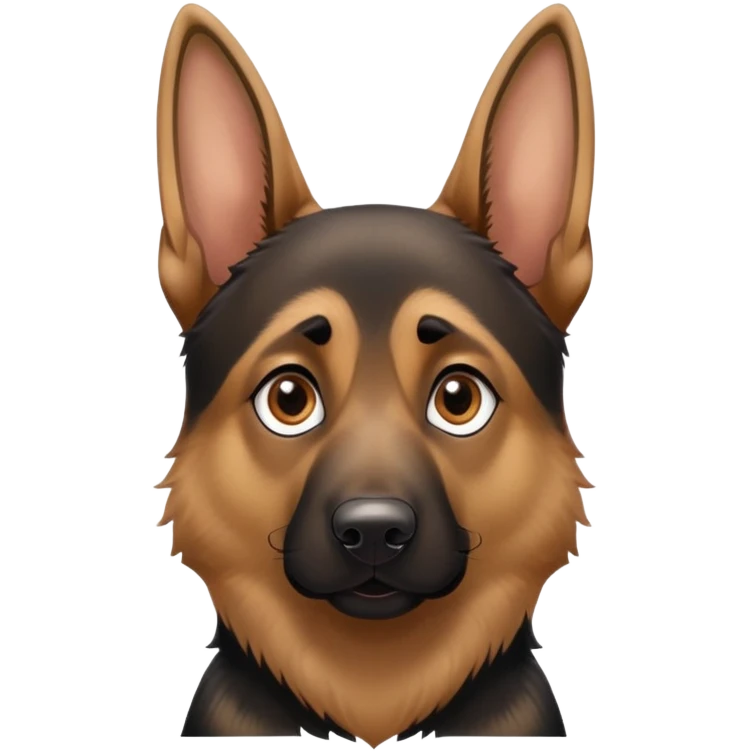 German shepherd with dopey face emoji
