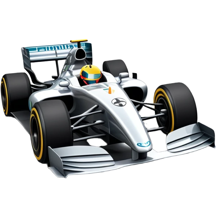 An icon showing a Formula 1 car racing down a track, with speed lines trailing behind. The design captures the intensity of high-speed racing, with sharp curves and bright track lights in the background. Transparent background highlights the action and excitement of racing. emoji