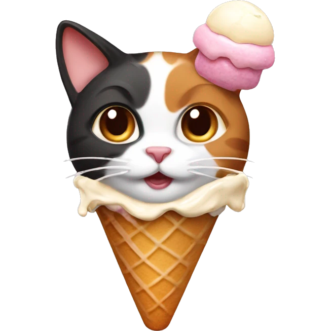 calico cat with icecream sundae  emoji